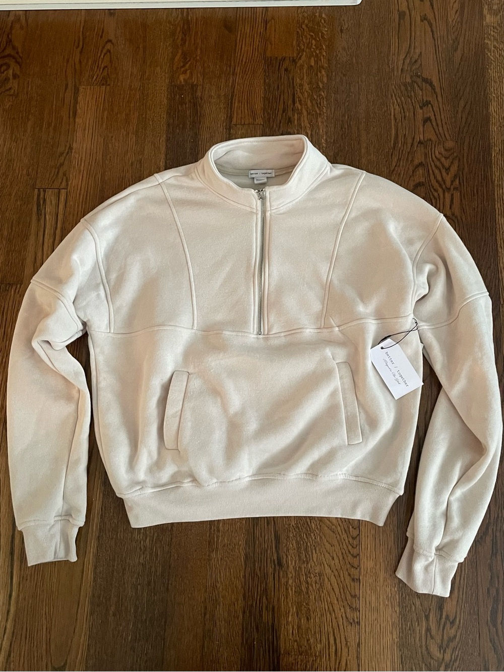 NWT! Women's Better Together Half-Zip Pullover Sweatshirt- Cream Size Large